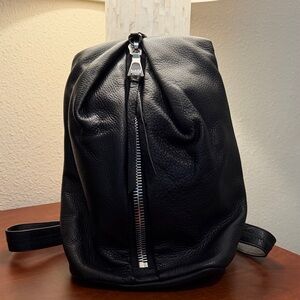 Aimee Kestenberg TAMITHA Black Leather Backpack with silver hardware